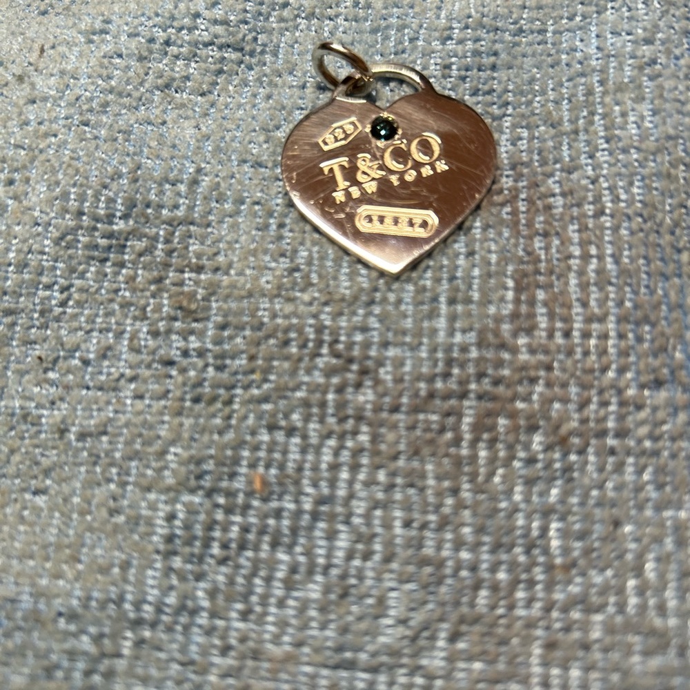 Tiffany & Co X Large Jumbo 1.5” Heart Hart Charm + .20ct Blue VVS1 Diamond